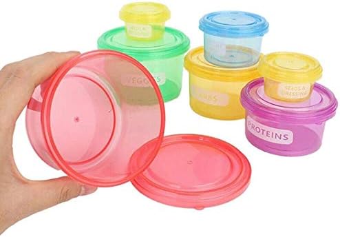 Trading Innovation Portion Control Containers [Pack of 7] | Stackable Marked Food Storage Pots for Weight Loss Diet Food | Healthy Eating Food Container |Dishwasher Freezer & Microwave Safe
