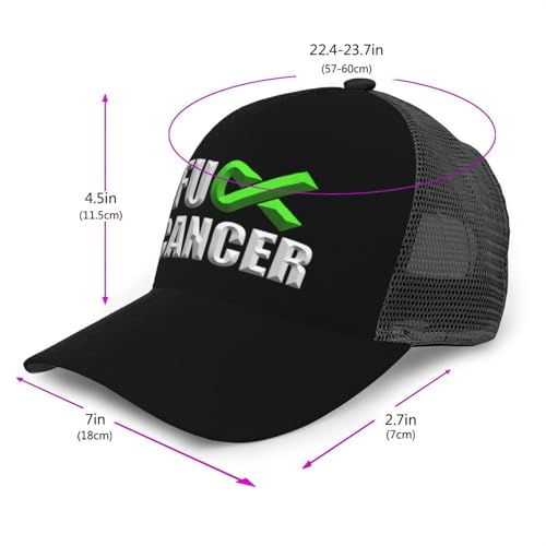 Fuck Lymphoma Cancer Lime Mesh Baseball Cap - Classic Adjustable Peaked Cap, Trucker Hat for Men and Women3