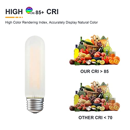 Frosted T10 Led Bulb- Dimmable E26 Led Chandelier Light Bulbs 25W Equivalent- 2700K Soft Warm- 2W Vintage Tubular Edison Lightbulbs For Cabinet, Desk/Piano Lamp, Mason Jars, Bathroom Vanity- 3 Count #TOP5