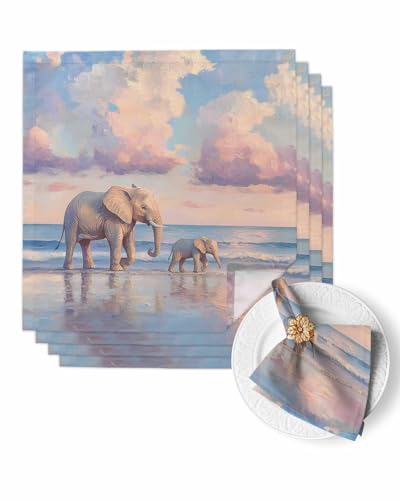 Servilletas de Tela con Elefantes, Pack de 4 miniatura 1