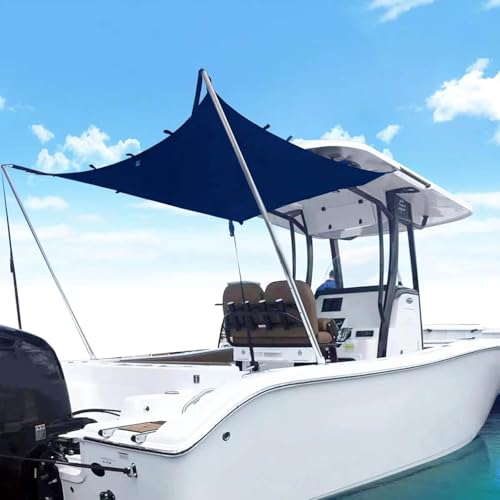 TeBaisea Boat T-Top Sun Shade Kit Boat Canopy, Boat Cover with Stainless Steel Telescopic Rod...