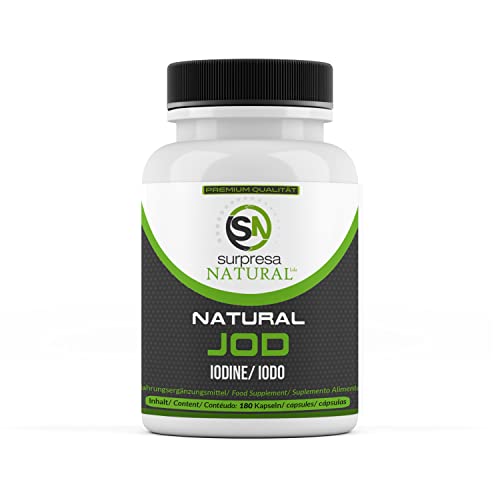 Surpresa Natural® - Yodo natural de alta dosis de extracto de Kelp en cápsulas | de algas marrones | 180 pastillas de yodo en alta dosis para 6 meses de existencia | Sin sal, probado en laboratorio y