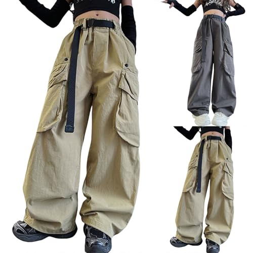 Girls Wide-Leg Denim Pants, Ribbed Elastic Waist with D-Ring Loops Cargo Jeans Girl Bowknot Print Clothes