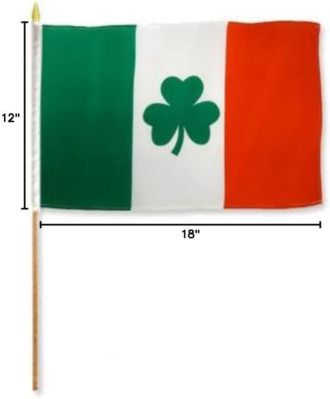 One Dozen Ireland (Clover) 12x18in Stick Flags