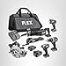 FLEX 24V Brushless Cordless 6-Tool Combo Kit: Hammer Drill, Hex Impact Driver, Circular Saw, Multi-Tool, Reciprocating Saw, Work Light with 2.5Ah, 5.0Ah Lithium Batteries and 160W Charger - FXM601-2B