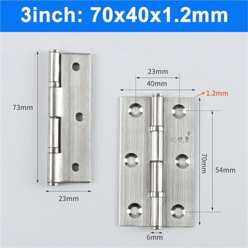 Charnières en acier plat 70x40x1.2mm rigides, lot de 40 pièces pour portes de meuble en bois