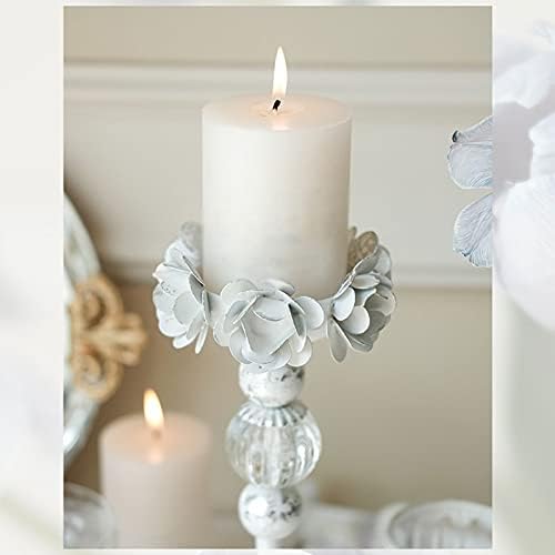 Cast Iron Glass Flower Candle Holder Dining Table Decoration Candle Lamp Old Fashioned Nostalgic Home Living Room Bedroom Decoration Candlestick (Brass)