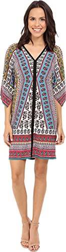 London Times Women's 3/4 Sleeve V Neck Jersey Shift Dress