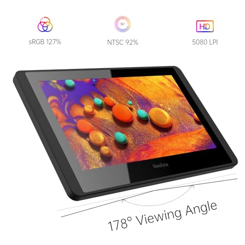 Bisofice 12HD-A Tavoletta Grafica con Schermo Professionale, Display HD 1920×1080 da 11,6 pollici, con Stilo Senza Batteria, per Disegno Digitale e Fotoritocco, Supporta Windows e Mac - Immagine 1