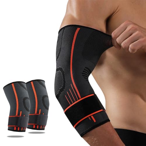 Supporto gomito unisex (2 pezzi), compressione articolazione e muscoli, fascia protettiva per sollevamento pesi, tennis, tendiniti.