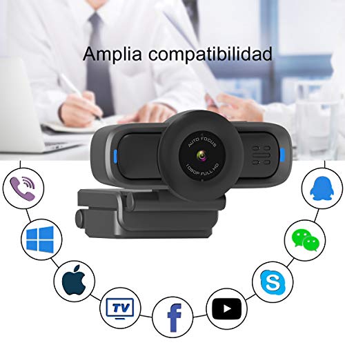 Dericam 1080P Autofokus Live-Streaming-Webcam, USB-Plug-and-Play-Desktop-Laptop-Computer-Kamera, 90 ° breiter Betrachtungswinkel, Taste zum Schutz der Privatsphäre, eingebautes Mikrofon, W2P – Bild 8