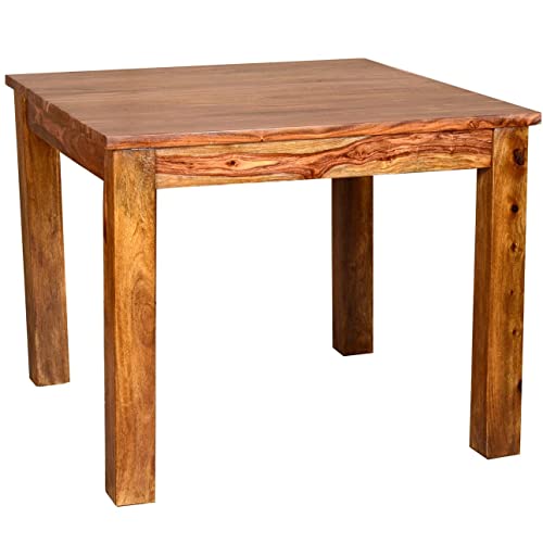 Image of Sheesham Wood Dining Table Set with Chairs for Living Room Home | Wooden Dining Room Sets Furniture for Hotels & Restaurants - Teak Finish (4 Seater)