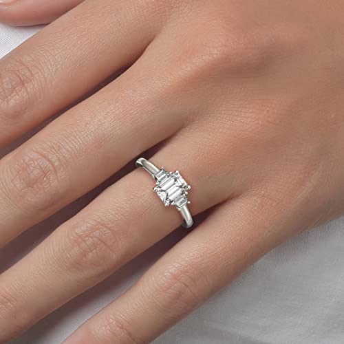 Engagement Ring 1CT/2CT 3 Stone Emerald Cut Moissanite Engagement Rings for Women S925 Sterling Silver Free Engraving4