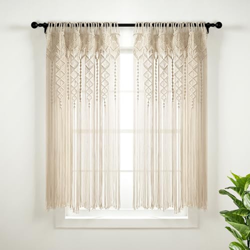 Lush Decor Boho Macrame Textured Cotton Window Curtain Panel Single 40' W x 63' L Neutral - Macrame...