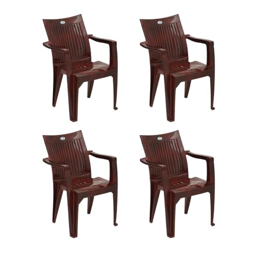 Image of Nilkamal CHR2209 Plastic Mid Back Chair |Set of 4|Stackable Chair|for Home, Dining Room, Bedroom, Kitchen, Living Room, Office, Outdoor, Garden |Rose Wood