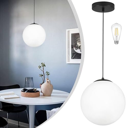 KoKo&Yukina 10' Globe Pendant Light Black Mid Century Pendant Light Mid Century...