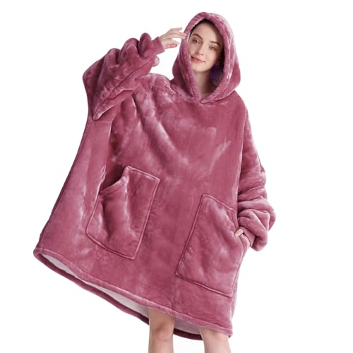 Aemicion Fleece Wearable Blanket Hoodie (Mellow Rose)