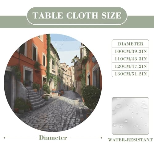 Nappe ronde imprimée 130 cm élastique imperméable table extérieur