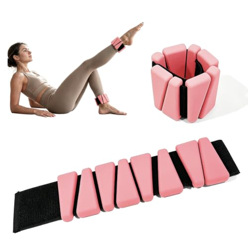 Gewichtsmanschetten 2er Set, Knöchelgewichte, Handgelenkgewichte, Fußgewichte für Beine und Arme, Verstellbar, mit Abnehmbaren Sandbeuteln für die Knöchel, Pilates, Walking, Cardio, Rosa