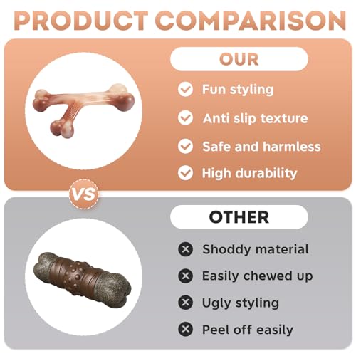 Hundeknochen Unzerstörbares Kauspielzeug für Hunde, die es lieben zu kauen, langlebige Nylonknochen, Welpenspielzeug, Zahnreinigung, für mittlere und große Haustiere (Y-förmig) – Bild 4