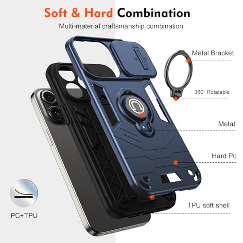 Coque iPhone 16 Pro Max robuste avec cache caméra et anneau de support hybride - 7