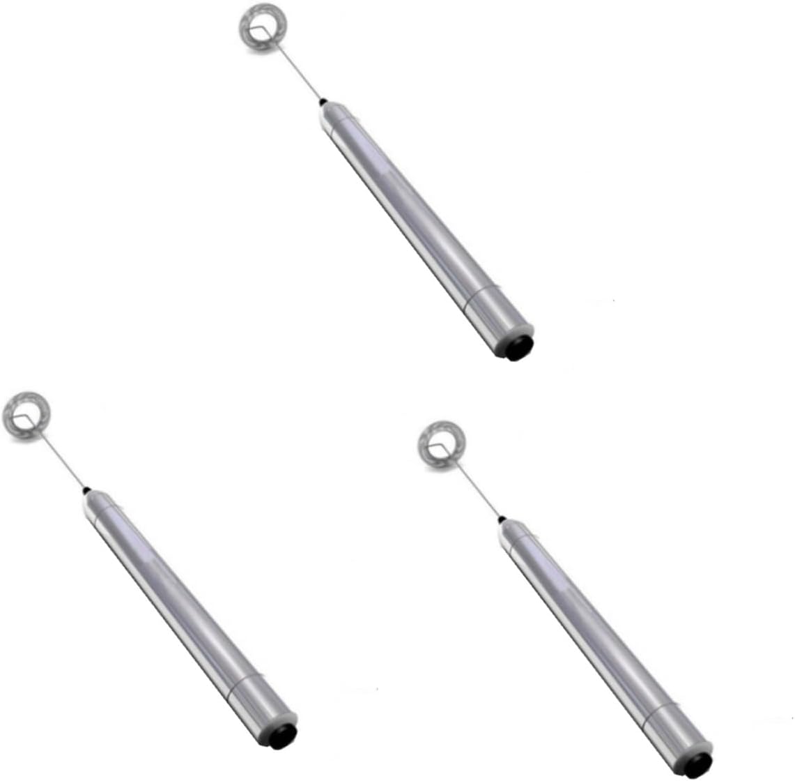 Unomor 3pcs Electric Frother Handheld Stainless Steel Mixer for Frothing Lattes Chocolate and Coffee Easy to Clean Battery Operated for Home