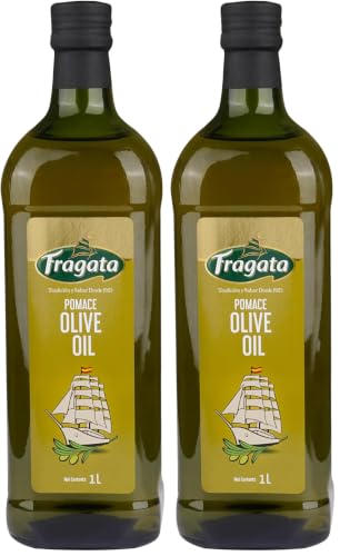 Image of Fragata Pomace Olive Oil 1 Litre All purpose cooking oil for everyday Indian cooking | Ideal for deep frying, roasting, baking (Pack of 2)