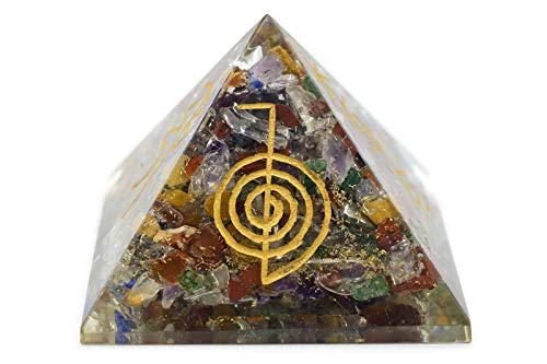 7 Chakra Mix Gemstone Dr. Usui Symbol Orgone Pyramid EMF Protection Energy Generator Cho-ku-RIE Crystal Healing Orgonite Pyramid Reiki Chakra Balancing Meditation Size: 2.5-3 Inch