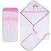 Viviland Unisex Baby 6 Piece Hooded Towel and Washcloths Gift Set for Newborn Infants, Boys & Girls Ultra Soft Absorbent Bath & Face Towel (Flamingo)