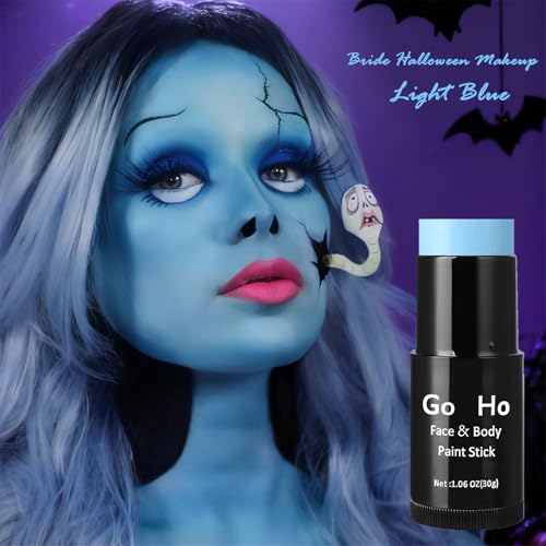 image for Go Ho Cream-Blendable Light Blue Face Paint Stick (1.06 Oz),Full-cover