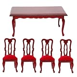 Hohopeti 1 Set Vintage Dining Chair Set Miniature Chair Miniature Furniture Dining Table Set 1/12 Sc