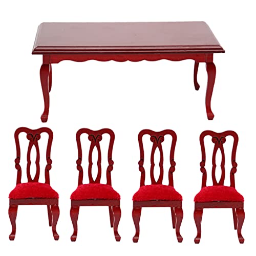 Hohopeti 1 Set Vintage Dining Chair Set Miniature Chair Miniature Furniture Dining Table Set 1/12 Scale Furniture Miniature Dining Room Set Doll Table Mini Furniture Tiny House Furniture #TOP7