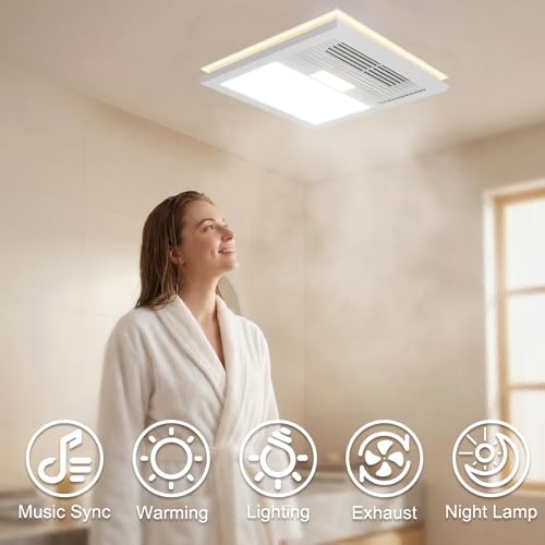 Image of Bathroom Exhaust Fan with Bluetooth Speaker, Exhaust Fan with Light