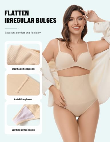 Thong Shapewear for Women Tummy Control High Waisted Body Shaper Underwear Seamless Shaping Panties3