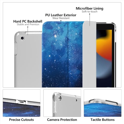 Image of Moko Smart Case for iPad 9th / 8th / 7th Gen Case 10.2 Inch, Blue Starry Sky