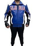 Super B Not Like Us KL Gloria Biker Bomber Real Leather Jacket (US, Alpha, Large, Regular, Regular, Blue)