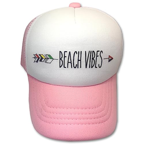 Sol Baby Beach Vibes Pink Adjustable Snapback Mesh Trucker Hat - Summer Beach Baseball Cap for Infants, Toddlers & Youth3
