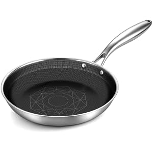COOKER KING 10-Inch Stainless Steel Pan, Hybrid Nonstick Frying Pan