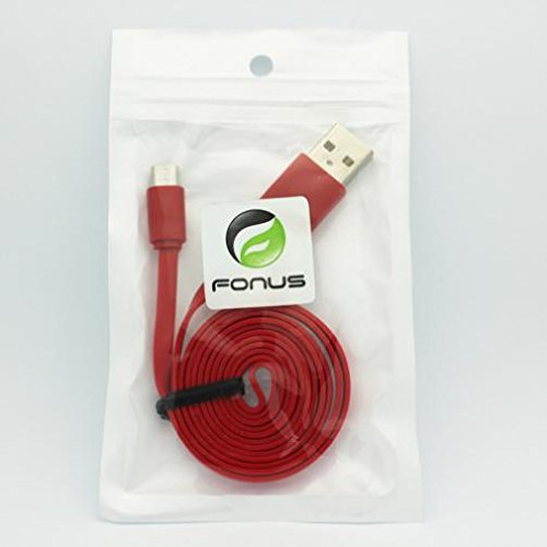 Red 6ft Long USB Cable Charger Sync Power Wire Cord for Cricket ZTE Overture 2 - Cricket ZTE Overture 3 - Cricket ZTE Sonata 2 - Cricket ZTE Source - MetroPCS Alcatel Evolve 2