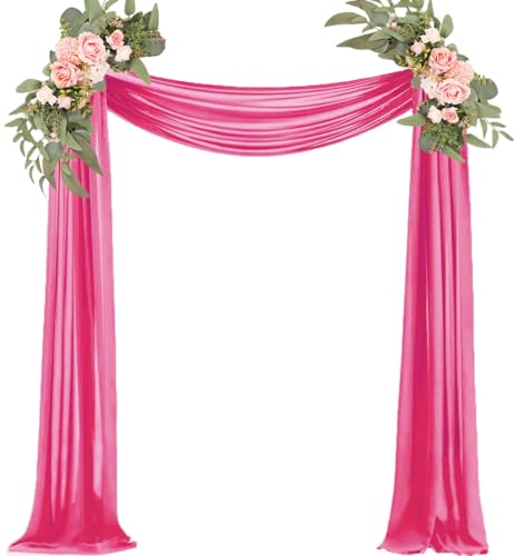Mousseline de soie transparente rose vif pour drapé d'arche haut de gamme