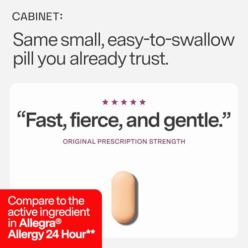 Cabinet: Fexofenadine Hcl 180mg Allergy Relief Tablets | Non-Drowsy Antihistamine for Indoor & Outdoor HSA/FSA (Aluminum - 30 Count)