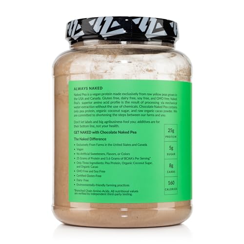 NAKED nutrition Pea Protein Isolate from North American Farms (2 Pound (Pack of 1), Chocolate)