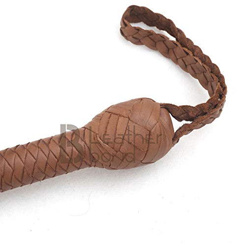 Indiana Jones Style 10 Foot 8 Plait Natural Tan Leather Bullwhip Real Cowhide Leather Bull Whip #TOP4