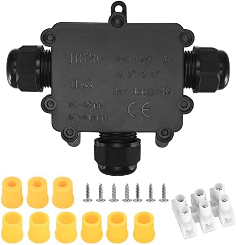 IP68 Waterproof Junction Box, 3-Way Outdoor Electrical Connectors, External Sleeve Protection Box, Cable Wire Connector for 3-8mm & 9-14m Waterproof Electrical Junction Boxes