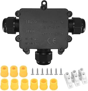 IP68 Waterproof Junction Box, 3-Way Outdoor Electrical Connectors, External Sleeve Protection Box, Cable Wire Connector for 3-8mm & 9-14m Waterproof Electrical Junction Boxes