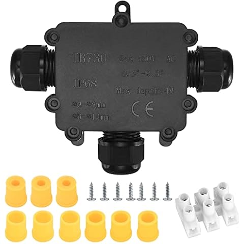 IP68 Waterproof Junction Box, 3-Way Outdoor Electrical Connectors, External Sleeve Protection Box, Cable Wire Connector for 3-8mm & 9-14m Waterproof Electrical Junction Boxes Cover