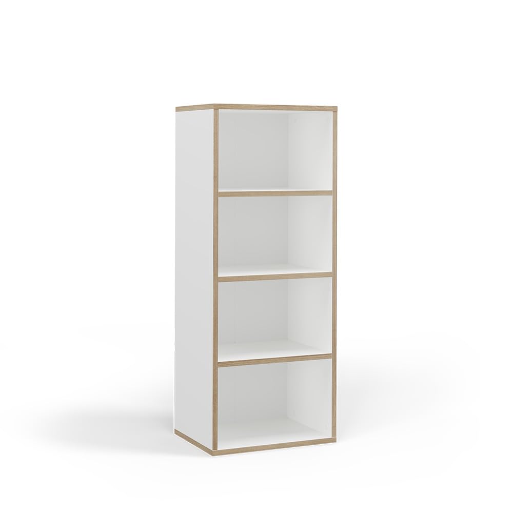 Vicco Bibliothèque Tetrix, Blanc, 40x100cm avec 4 Compartiments, Convient pour Le Rangement de Livres et d’Objets de décoration