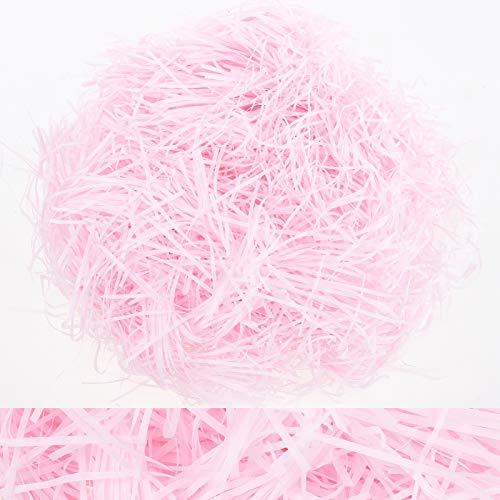 Whaline Basket Grass Craft Shredded Tissue Raffia Gift Filler Paper Shreds for DIY Gift Packaging Easter Basket Filling Egg Stuffer Party Supplies Accessories Decoration, 120g, 4 Oz(Pale Pink)