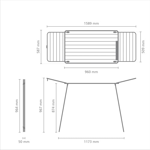 Brabantia HangOn Drying Rack, 18 m (weiß), Standtrockner mit Trockenfläche bis zu Zwei Waschladungen, Wäscheständer platzsparend, zusammenfaltbar, für große und kleine Wäschestöcke