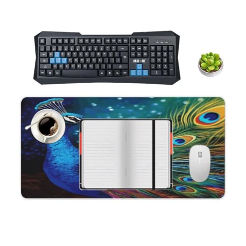 Colored Peacock Desk Pad con base de goma grande 30x60 cm miniatura 4